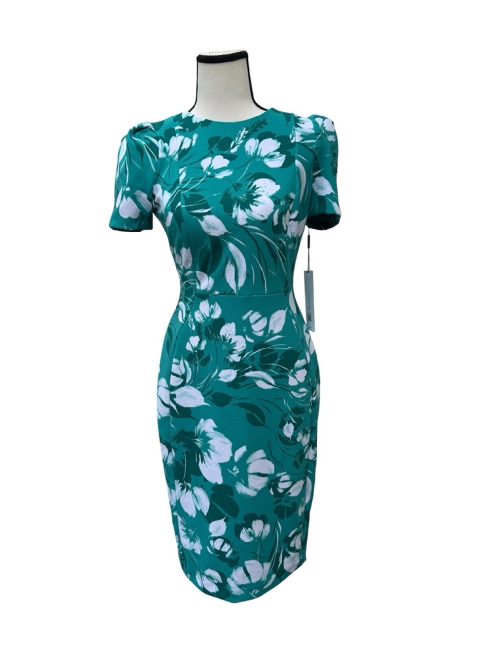 Calvin Klein Teal Floral Sheath Midi Dress